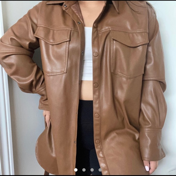 Zara Jackets & Blazers - Zara faux leather button up - size large